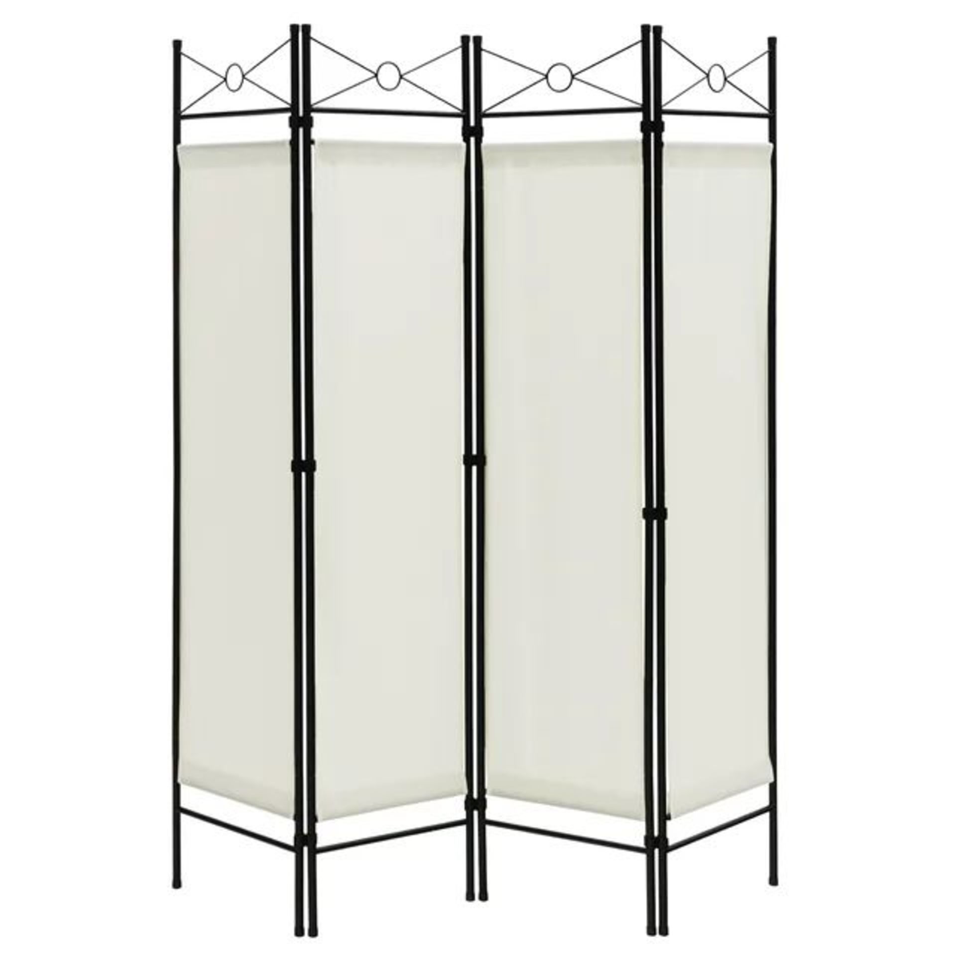 6 FT 4-Panel Folding Room Divider Freestanding Privacy Screen Steel Frame White. - ER26.