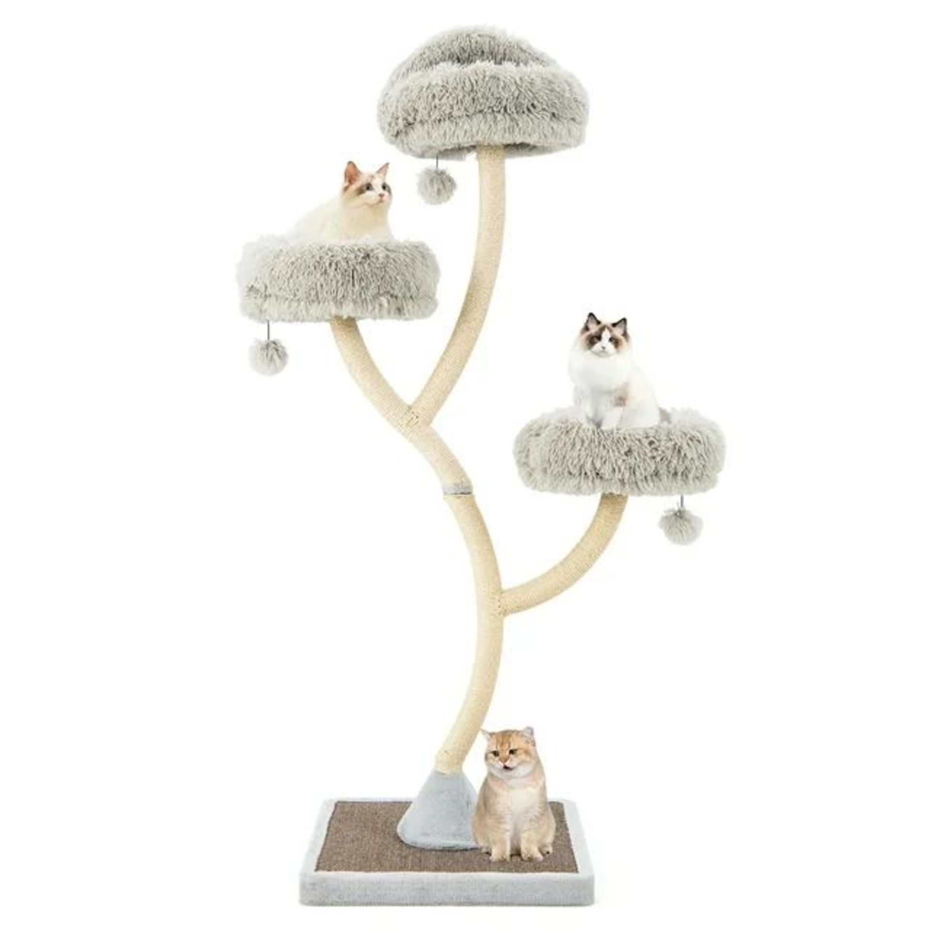 Cat Tree Tower 70'' Multi-Level Kitten Activity Center with 3 Perches & Balls Gray. - ER24