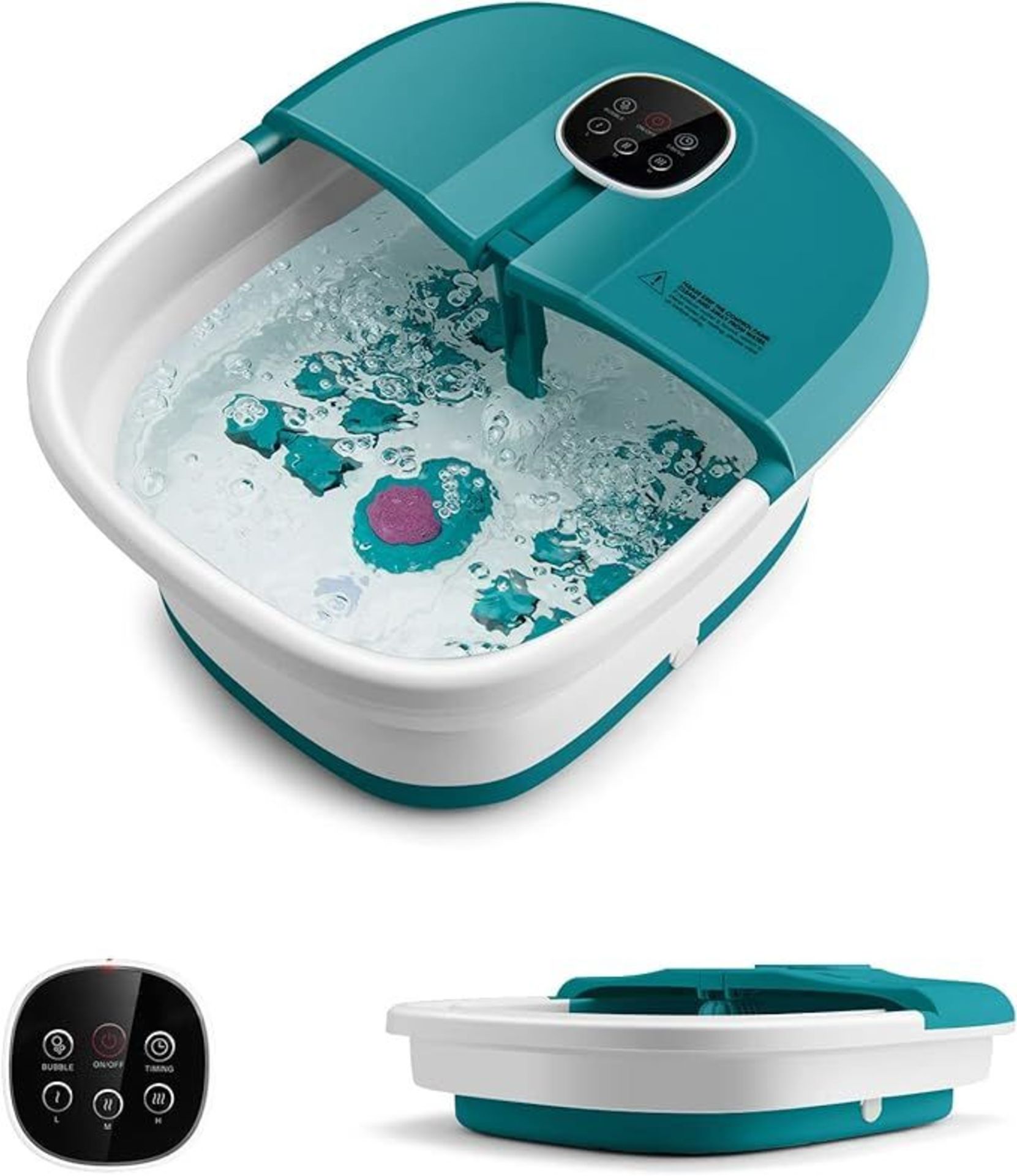CASART Foot Spa Bath Massager, Foldable Heating Foot Soaker with Bubbles & Timing Function, 8