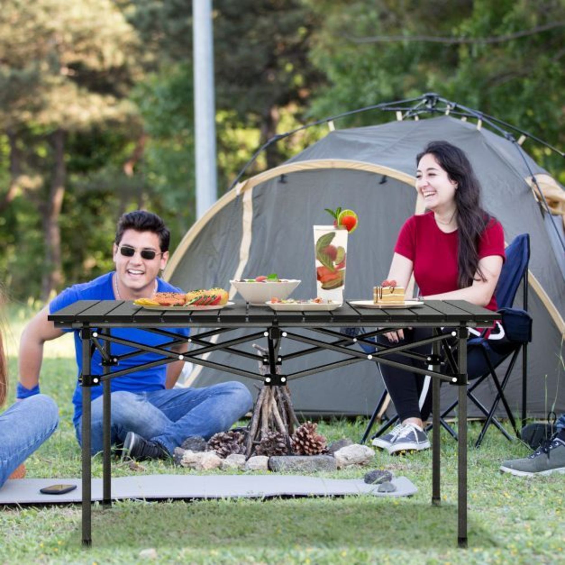 Aluminum Camping Table for 4-6 People. - ER24. Enjoy an outdoor adventure with the folding camping