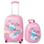 2 Pieces Kids Luggage Set with Spinner Wheels and Unicorn Graphic. - ER26. This chic kids luggage