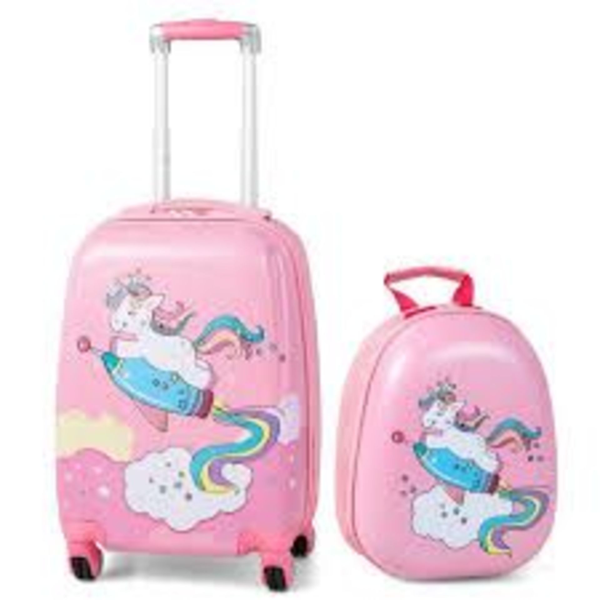 2 Pieces Kids Luggage Set with Spinner Wheels and Unicorn Graphic. - ER26. This chic kids luggage