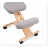 dCOSTWAY Ergonomic Kneeling Chair, Wood Posture Stool with Angle & Height Adjustable, Thick Padded
