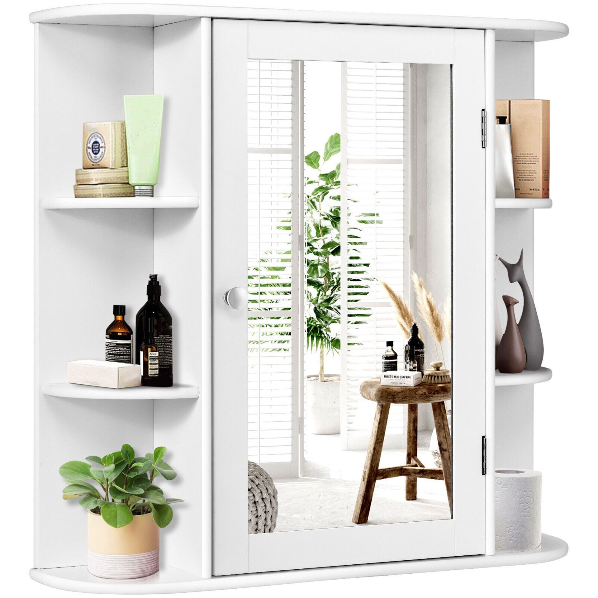 Luxury Multipurpose Mount Wall Surface Bathroom Storage Cabinet Mirror White. - ER25.