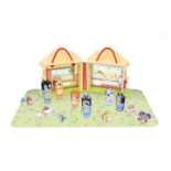 Bluey Wooden Carry Along House Playset with 6 Figures. - ER22. Resembling the iconic Heeler House