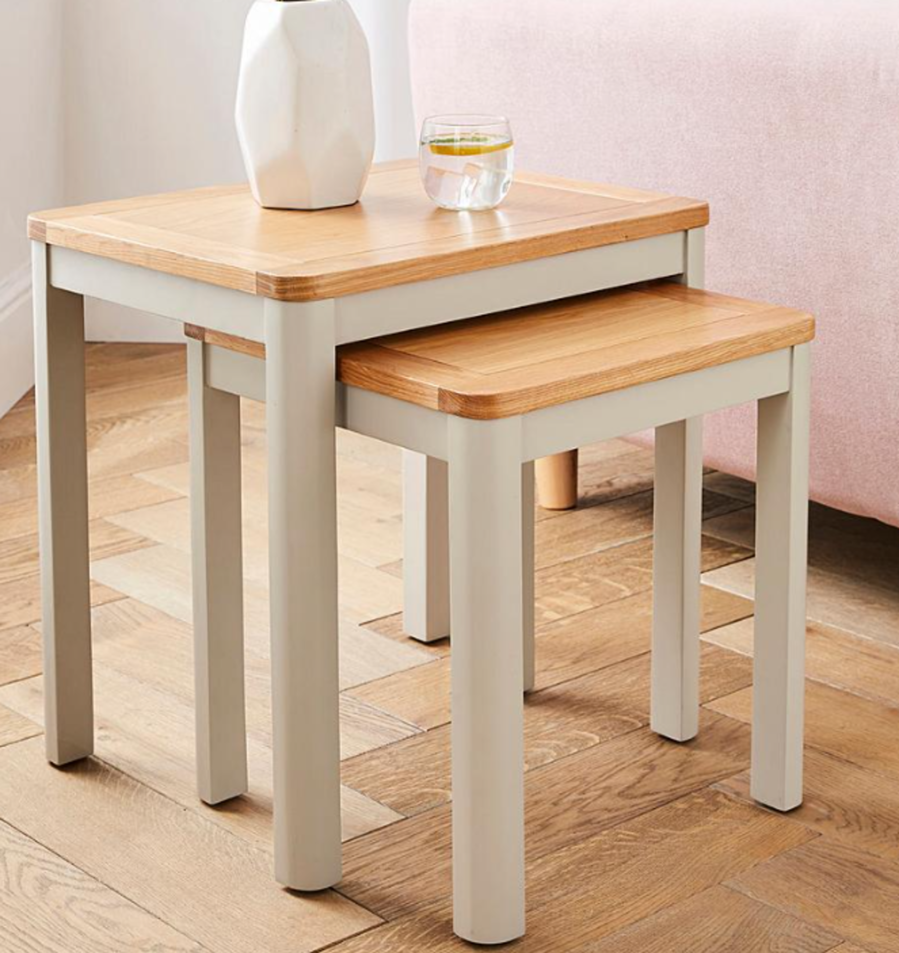 Logan Two-Tone Nest of 2 Tables. - ER20. RRP £239.00. The Logan Two-Tone range, crafted from solid