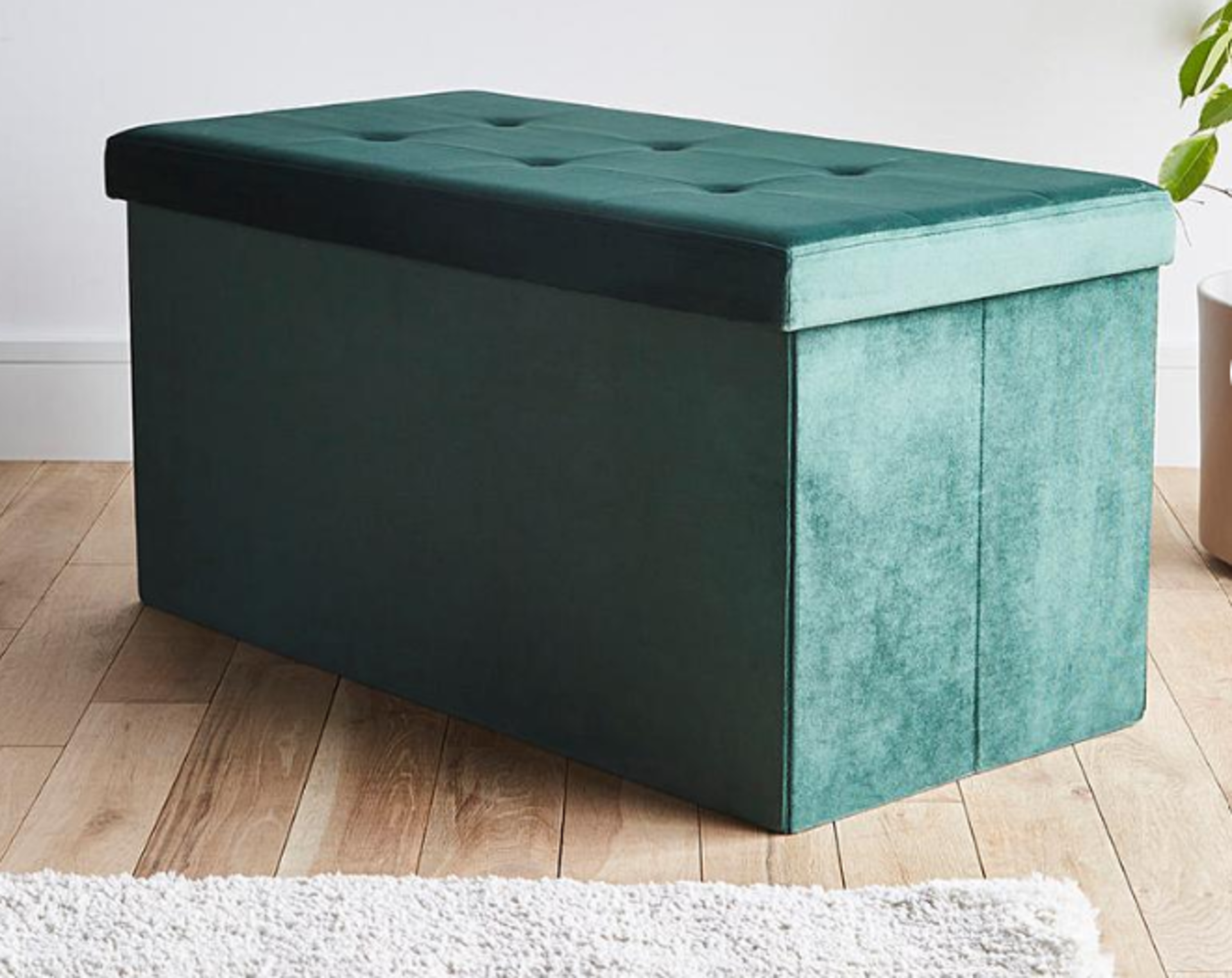 3 x Green Velvet Storage Ottoman. - ER22.