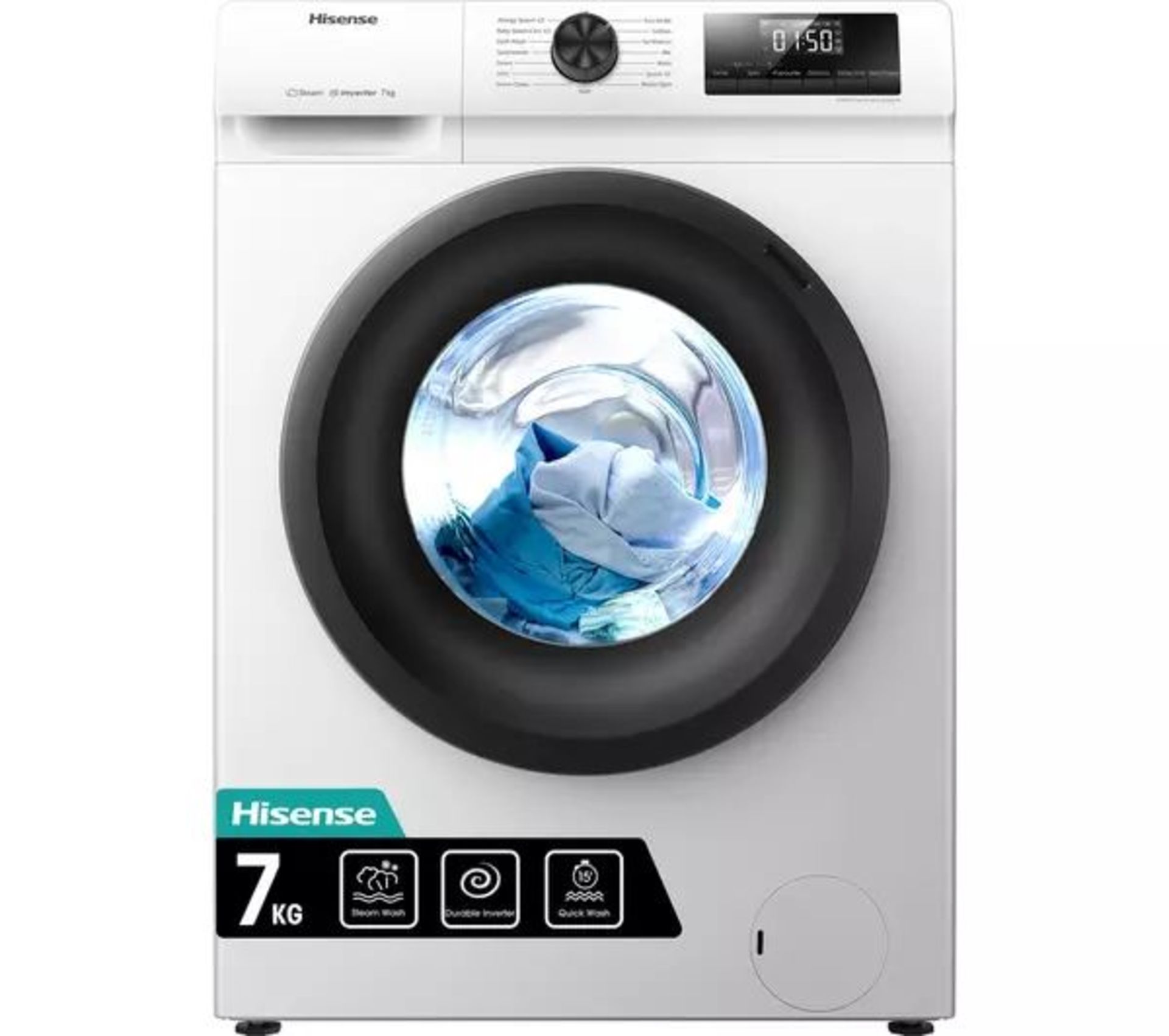 HISENSE 1 Series WFQP7012EVM 7 kg 1200 Spin Washing Machine - White. - ER20. RRP £339.00. What