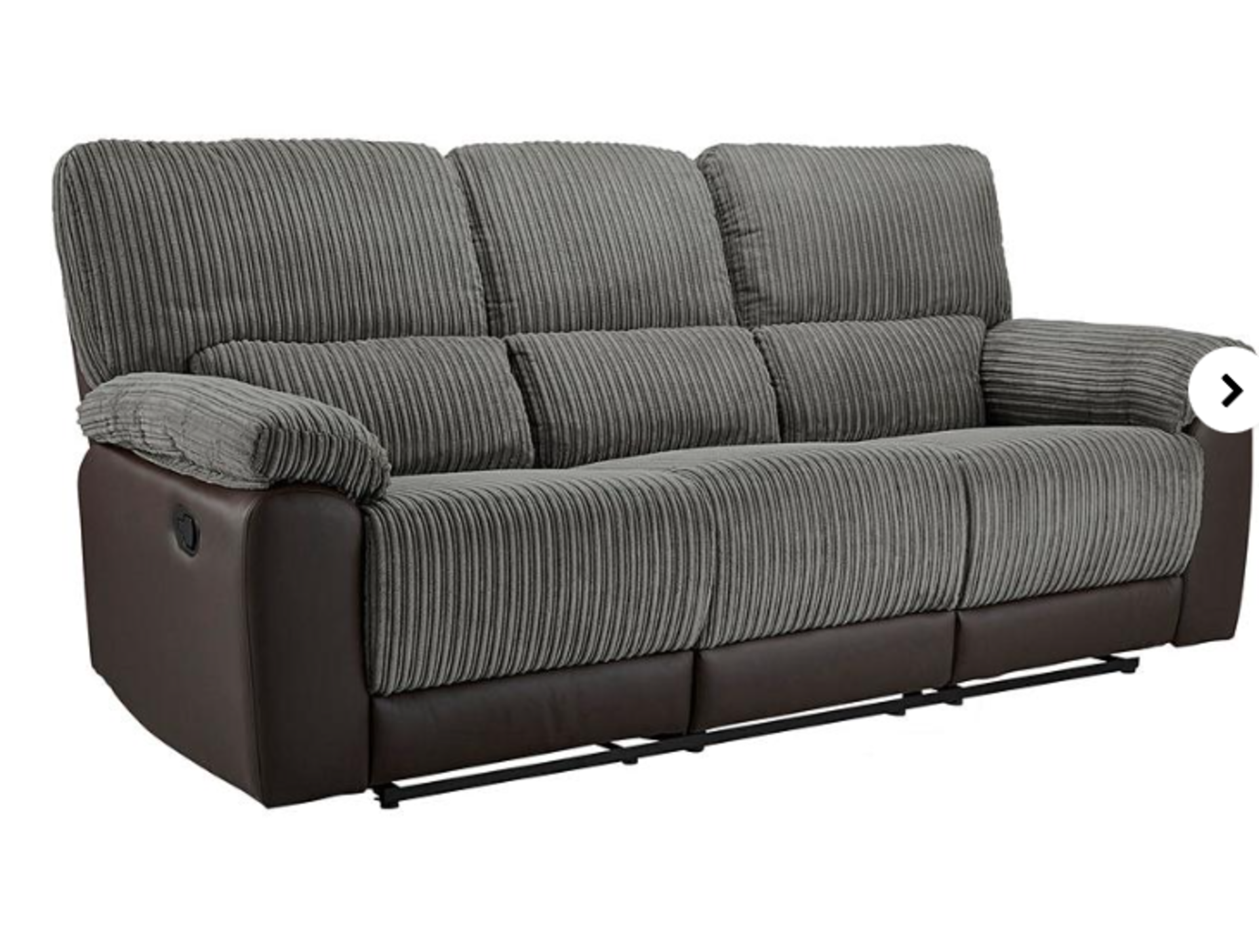 Harlow Fabric/Faux Leather Recliner 3 Seater Sofa. - ER23. RRP £1,119.00. The Harlow Three Seater