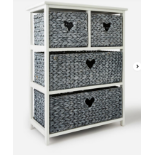 Hyacinth Hearts 2+2 Drawer Unit. - ER23. Declutter your home with our stylish hyacinth storage