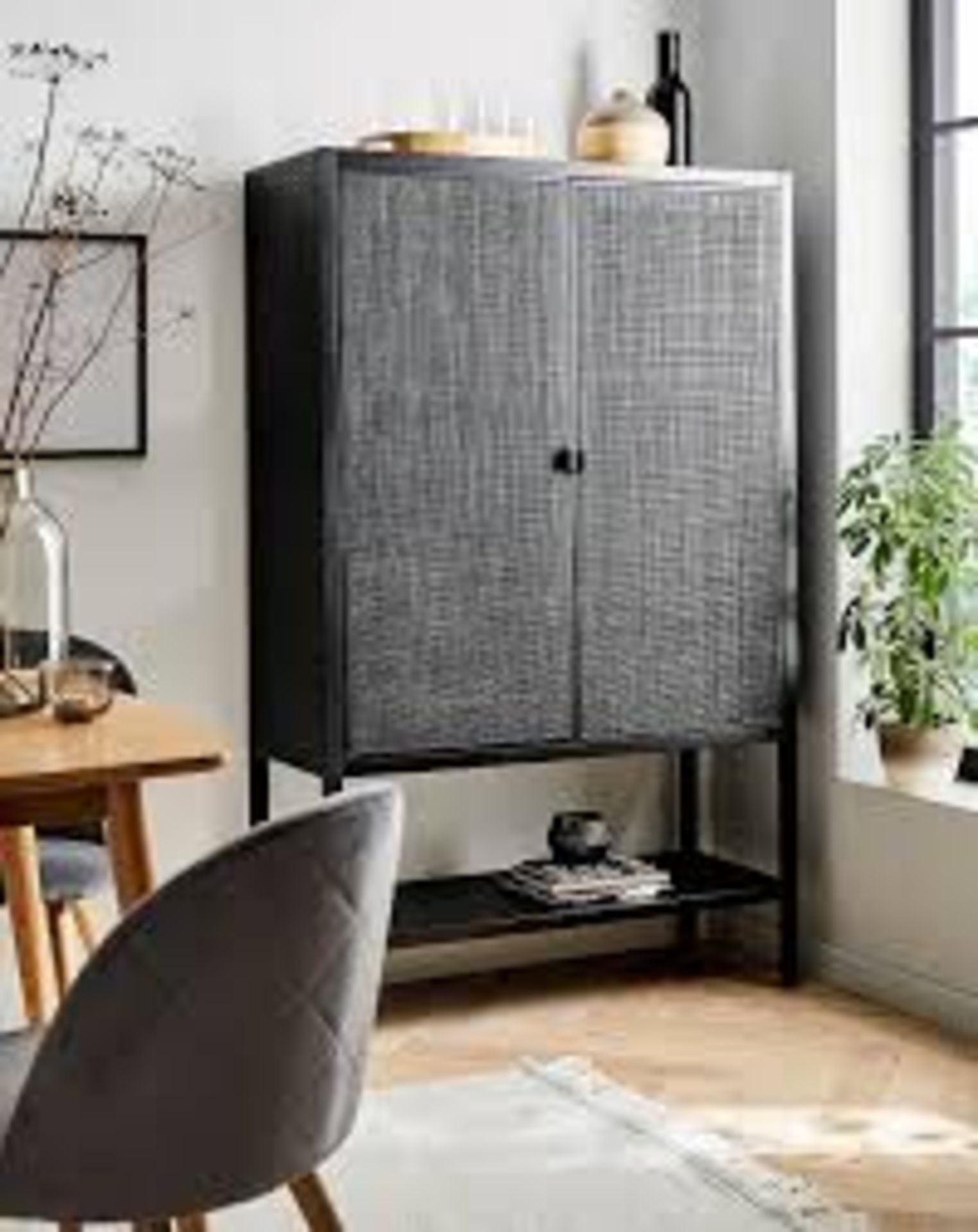 Jenson Black Cabinet. - ER20. RRP £259.00. Fulfil your rattan needs with this beautiful Jenson