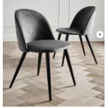 Klara Velvet Pair of Dining Chairs. - ER20. RRP £169.00. Upholstered in a soft velvet fabric with