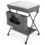 Folding Changing Table with 4-Level Adjustable Height and Wheels-Grey LOCATION 13A.7