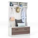 63 Inches Hall Tree with Coat Rack and Storage Bench Multifunctional Coat Rack LOCATION 13A.7