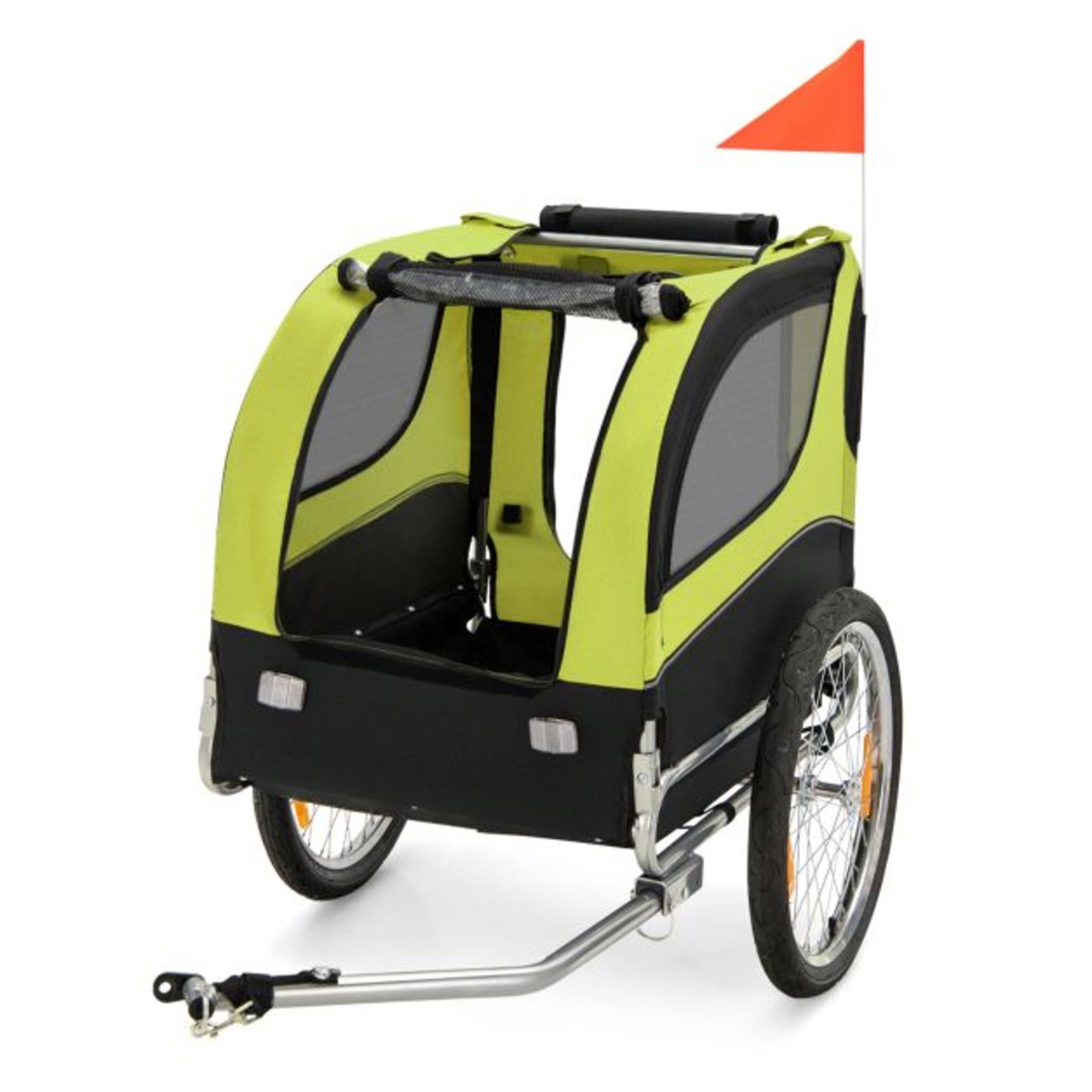 Folding Pet Bike Trailer with 3 Zippered Doors and 8 Reflectors. LOCATION 13A.7