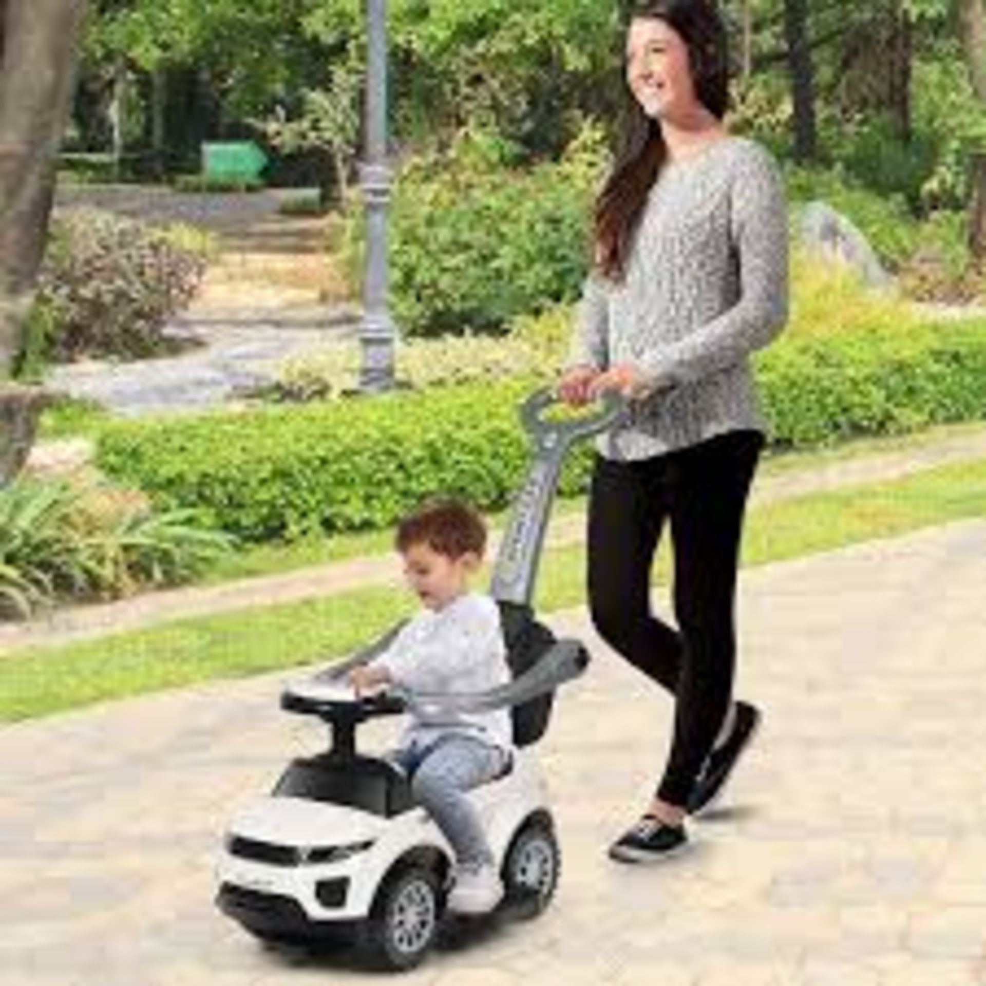 Costway 3 in 1 Ride on Push Car Toddler Stroller Sliding Car w/Music White LOCATION 13A.7