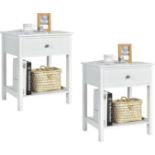 COSTWAY Bedside Table Set of 2, Modern Side Table for Bedroom, Living Room, Sofa, 48 x 40 x 58 CM,