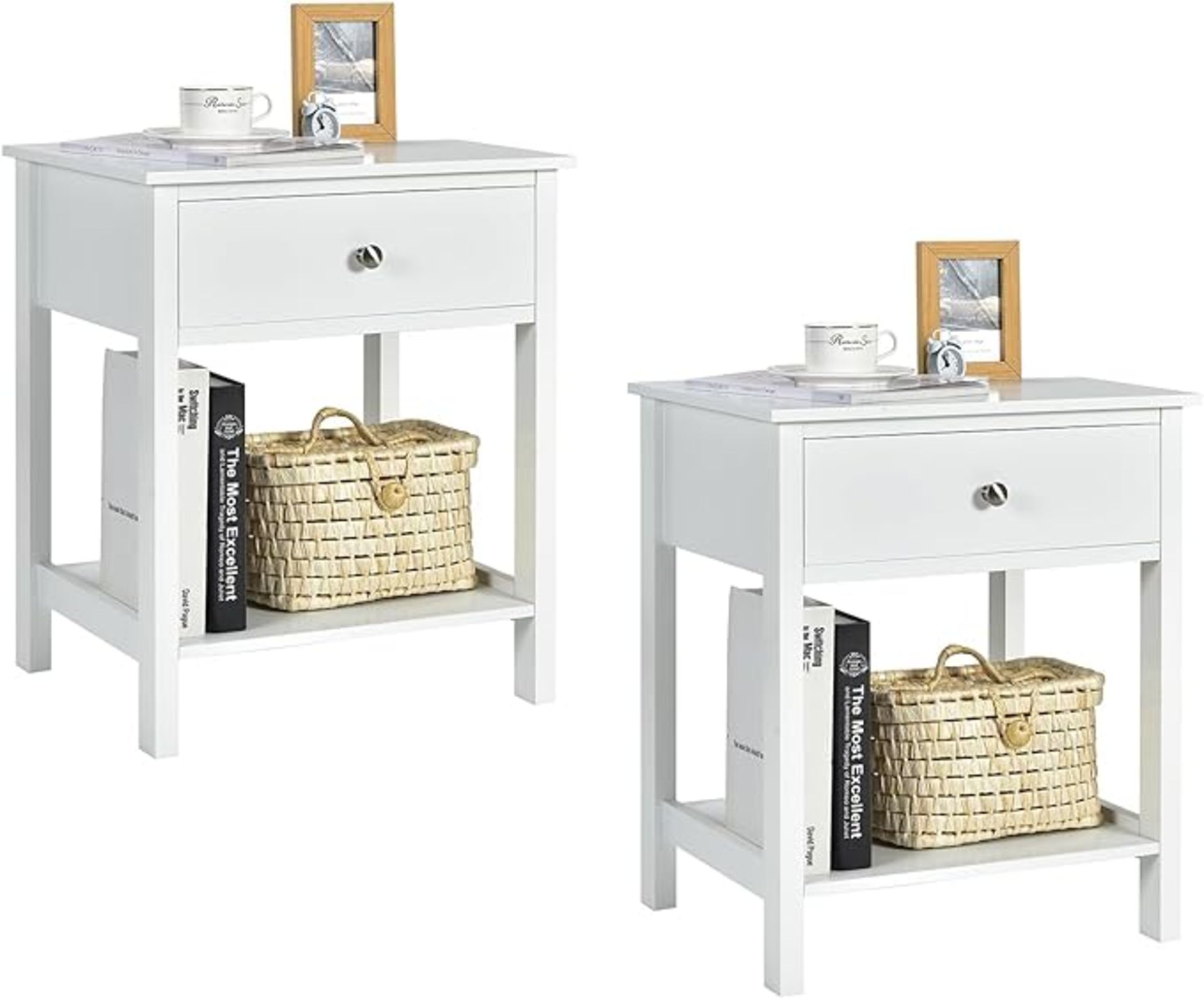 COSTWAY Bedside Table Set of 2, Modern Side Table for Bedroom, Living Room, Sofa, 48 x 40 x 58 CM,