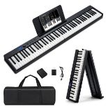 88-Key Foldable Full-Size Semi-Weighted Digital Piano Keyboard with MIDI. LOCATION 13A.7