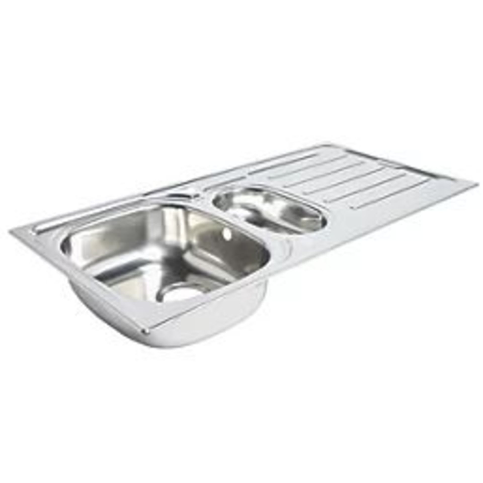 2 x 1.5 BOWL STAINLESS STEEL KITCHEN SINK & DRAINER 1000MM X 500MM. - ER40.