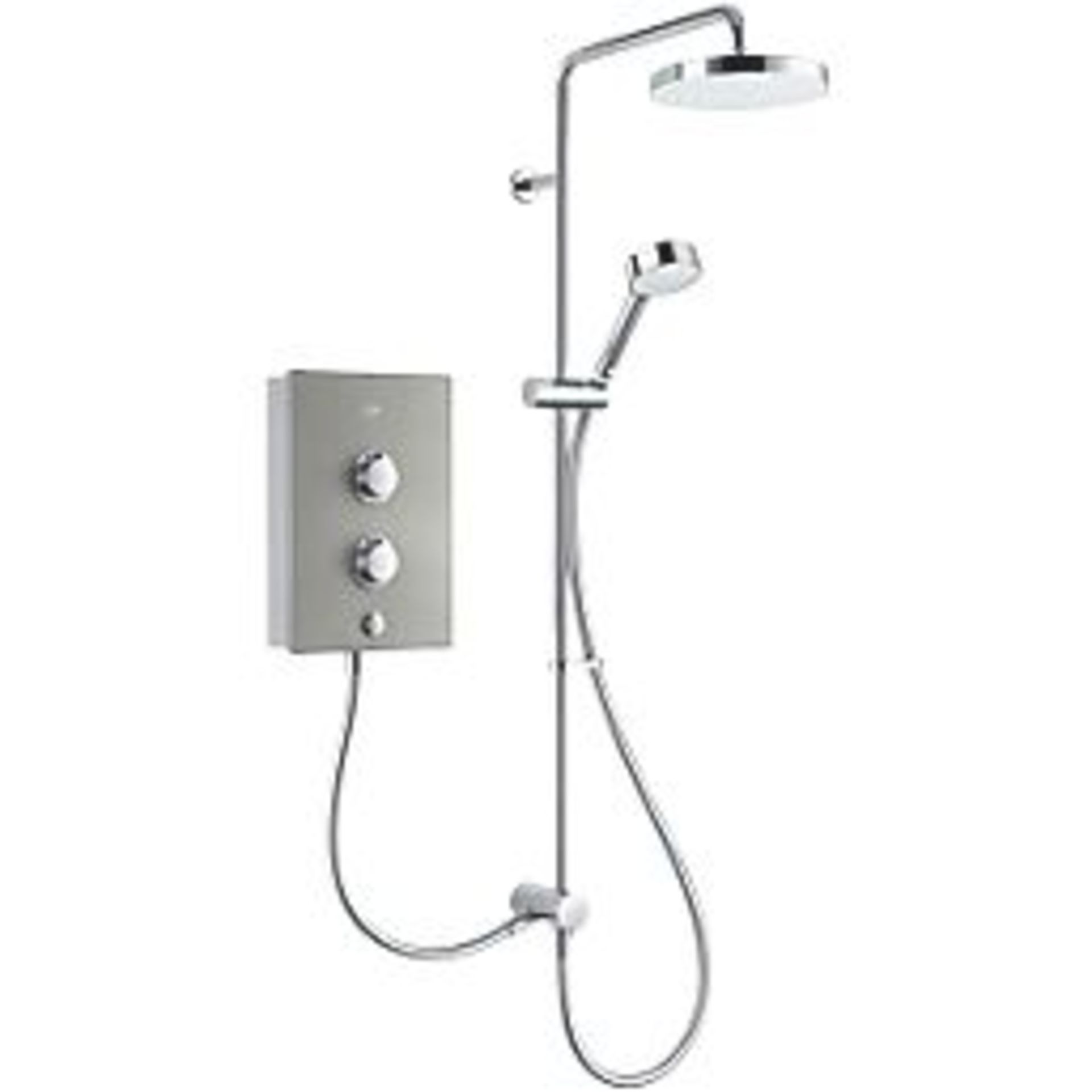 MIRA DECOR DUAL WARM SILVER 10.8KW MANUAL ELECTRIC SHOWER. -Er41. Elegant electric shower ideal