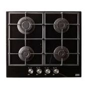 Cooke & Lewis CLGOGUIT4 59.3cm Gas Hob - Black. - ER40. This Gas on glass hob has 4 burners and