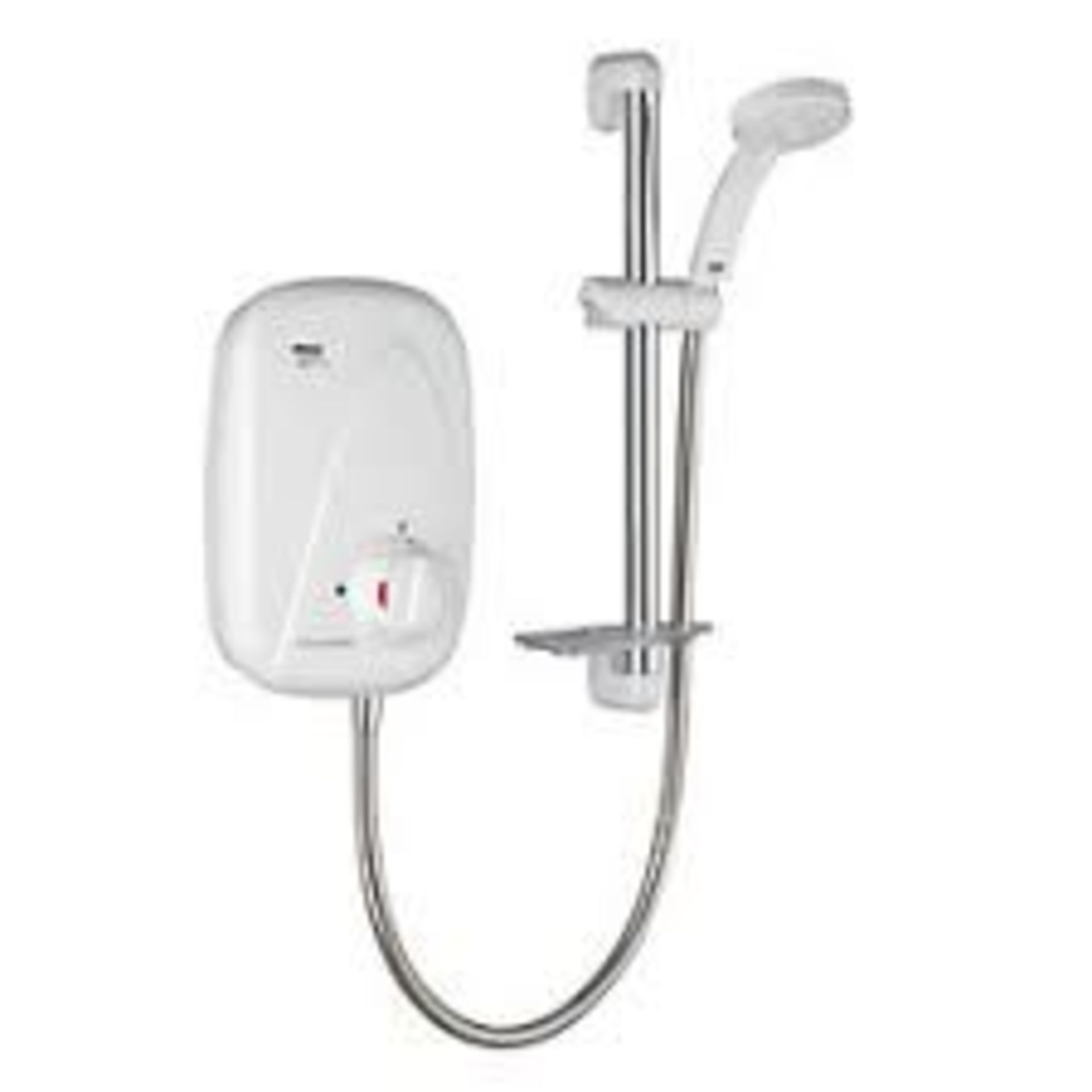 Mira Go Rear-Fed White / Chrome Thermostatic Power Shower. -Er41