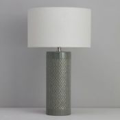 Inlight Dactyl Embossed Grey Cylinder Table Light - ER42