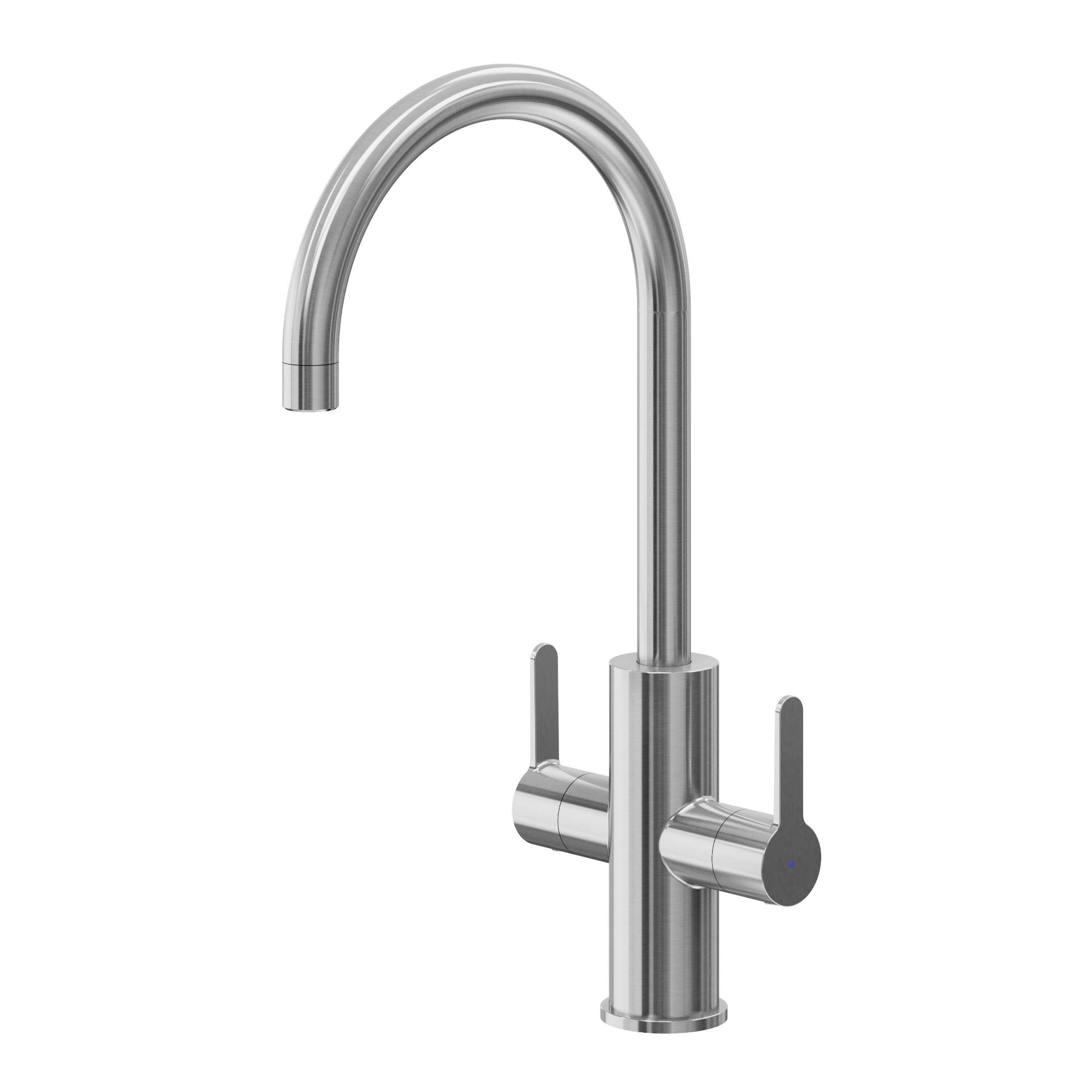GoodHome Zanthe Stainless Steel Effect Kitchen Twin Lever Tap - ER45