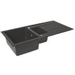 1.5 BOWL PLASTIC & RESIN KITCHEN SINK & DRAINER BLACK REVERSIBLE 1000MM X 500MM. - ER43.