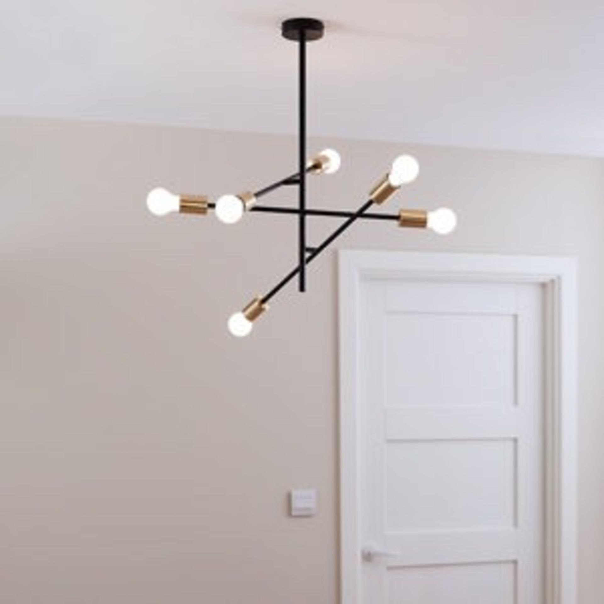 GoodHome Monzoni Black Gold Effect 6 Lamp Pendant Ceiling Light, (Dia)515mm - ER42