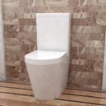 Bathroom Rimless Close Coupled Toilet Soft Close Seat WC White Round - ER42