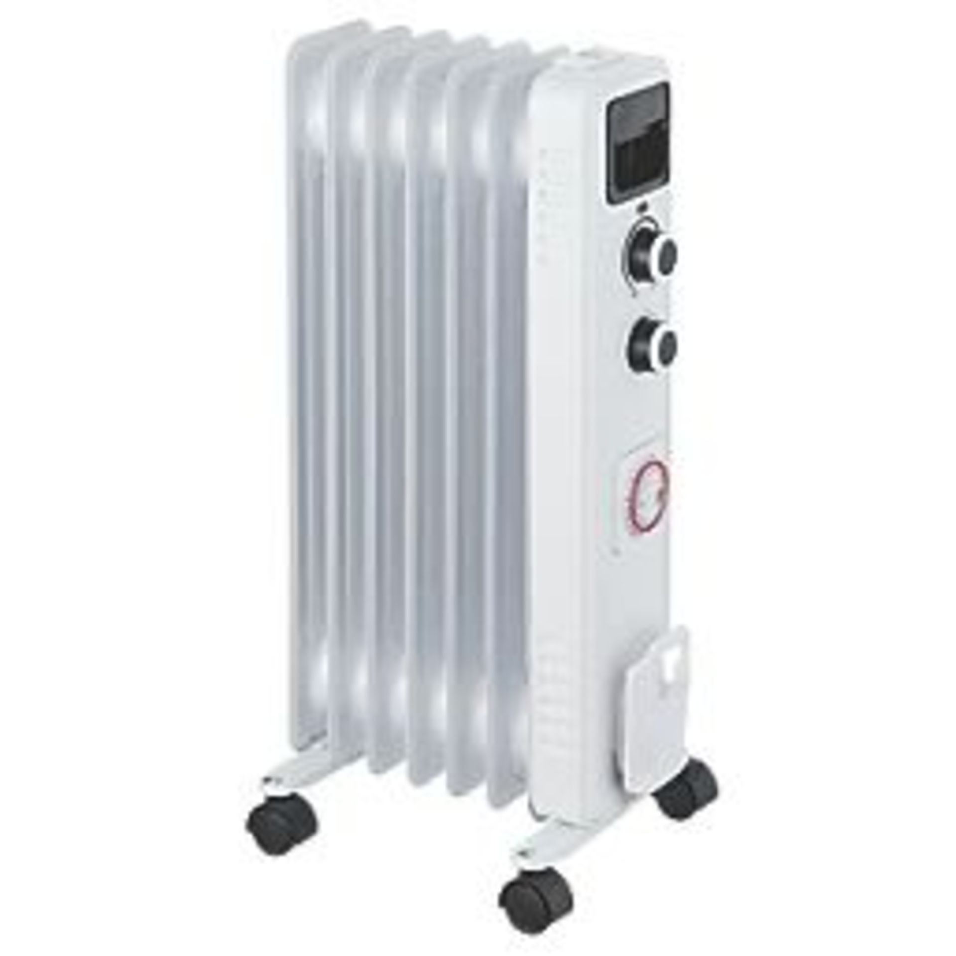 FREESTANDING 7-FIN OIL-FILLED RADIATOR WITH TIMER 1500W. - ER42. Oil-filled radiator with wheels for
