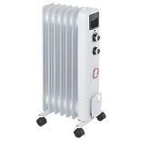 FREESTANDING 7-FIN OIL-FILLED RADIATOR WITH TIMER 1500W. - ER42. Oil-filled radiator with wheels for