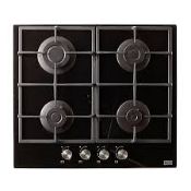 Cooke & Lewis CLGOGUIT4 59.3cm Gas Hob - Black. - ER44. This Gas on glass hob has 4 burners and