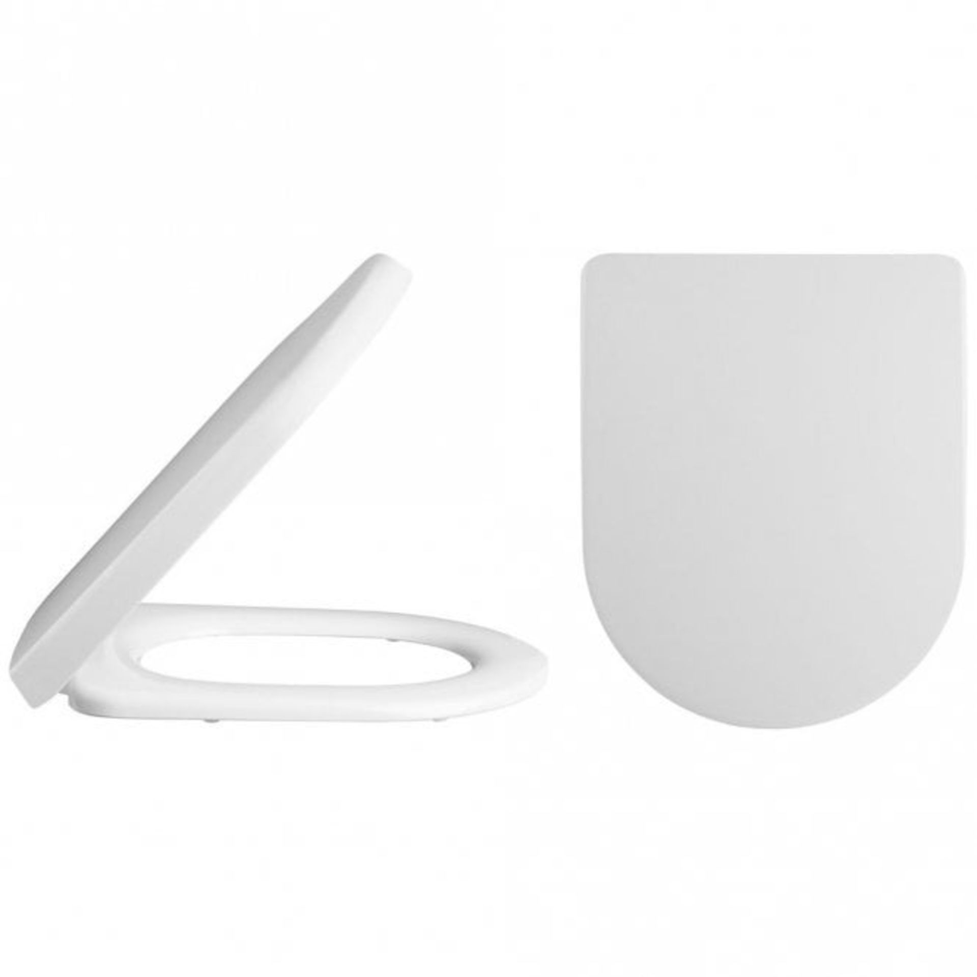 Nuie Luxury White D Shaped Toilet Seat Square Edge - ER45