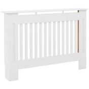 HOMCOM Slatted Radiator Cover Painted Cabinet MDF Lined Grill in White (112L x 19W x 81H cm) - ER45