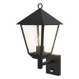 GoodHome Fixed Matt Black PIR Motion sensor Outdoor Lantern. -ER40.