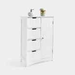 Holbrook White Bathroom Cabinet. - ER37. Standing 82cm high, the tongue and groove styling evokes