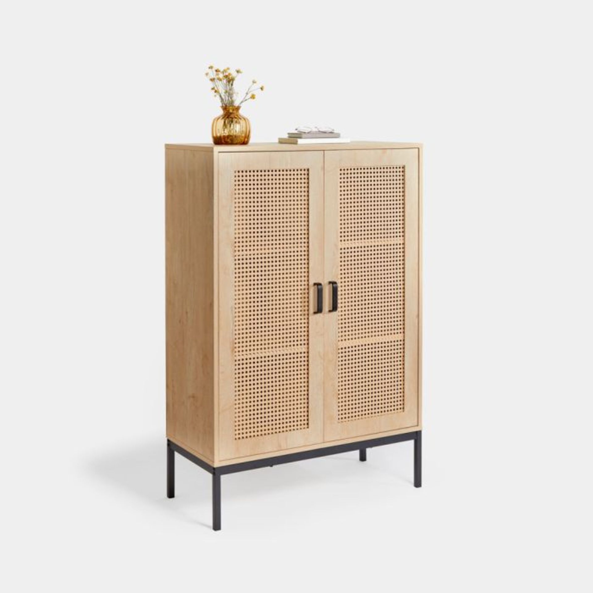 Lena Rattan 2 Door Tall Sideboard. - ER38. Adorned with an interwoven rattan cover, the Lena