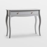 Grace Grey Dressing Table Desk. - ER37. With a cool grey finish, bold legwork contouring and