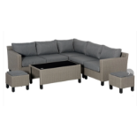 Outsunny Outdoor PE Rattan Sofa Set - ER37., Patio All Weather Twin Wicker Conservatory Corner