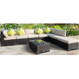 Outsunny Rattan Garden Furniture Set Rattan Sofa w/ Coffee Table-Brown . - ER37 *only box 3/3*