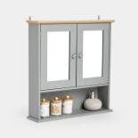 Shrewsbury Grey Mirrored Bathroom Cabinet. - ER33. Simple and sleek, this bathroom mirror and