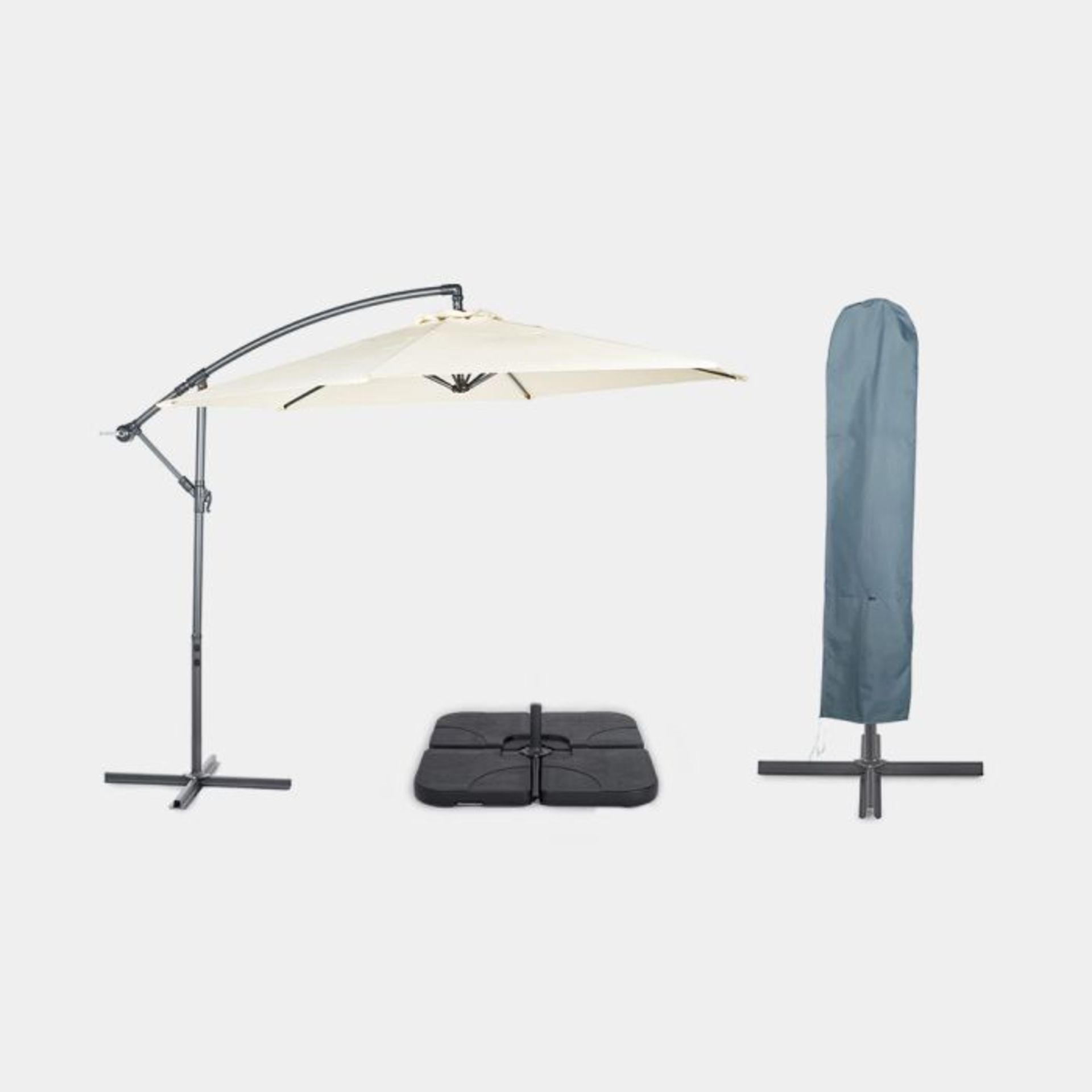 Ivory Cream Parasol, Base & Cover Set. - Er33.