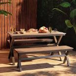 4 Seater Faux-Wood Garden Table Bench Set. - ER33.