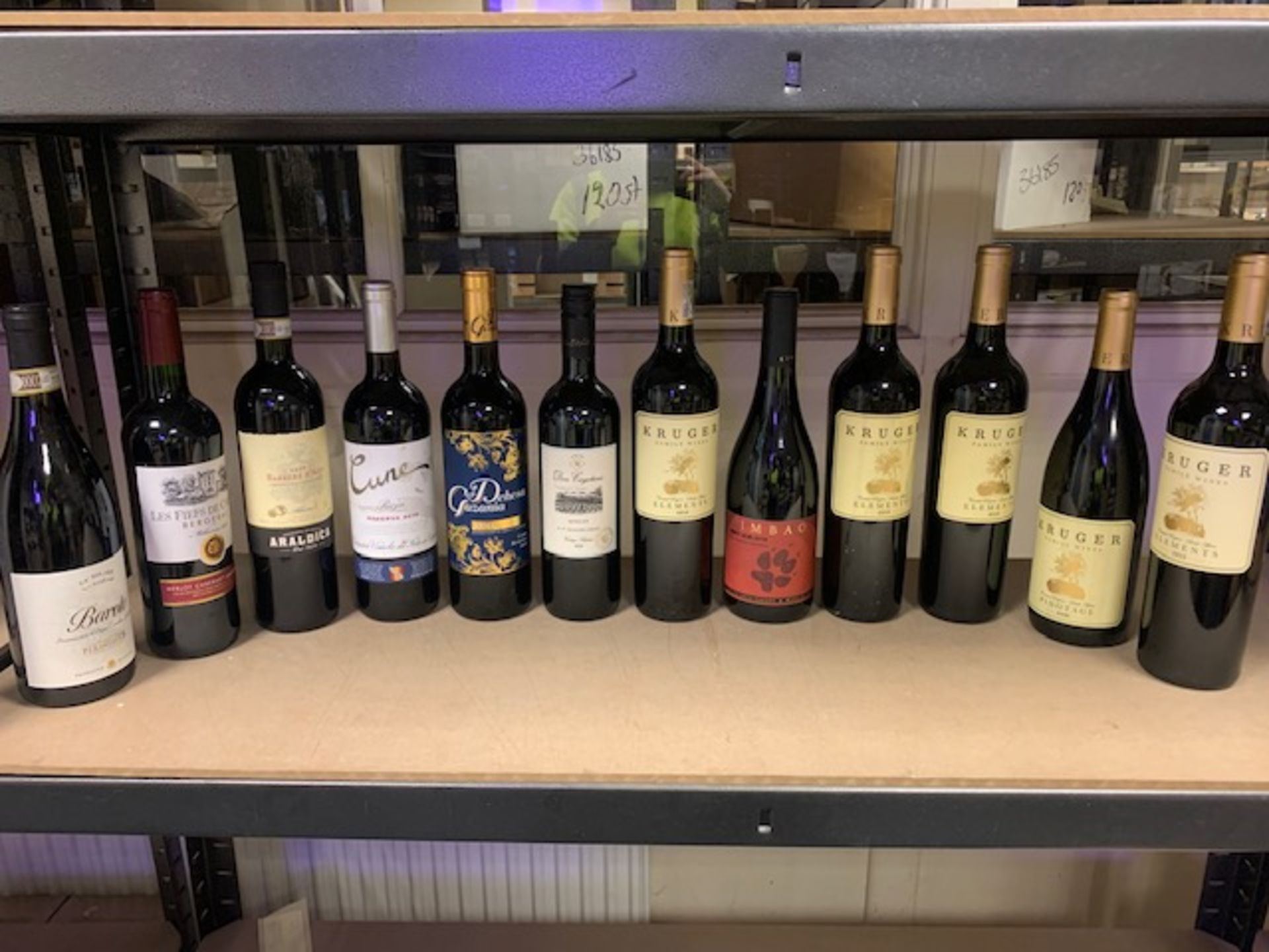 LOT CONTAINING 12 X BOTTLES OF WINE IE KRUGER, KIMBAO, BAROLO. BARBERA D ASTI, ETC