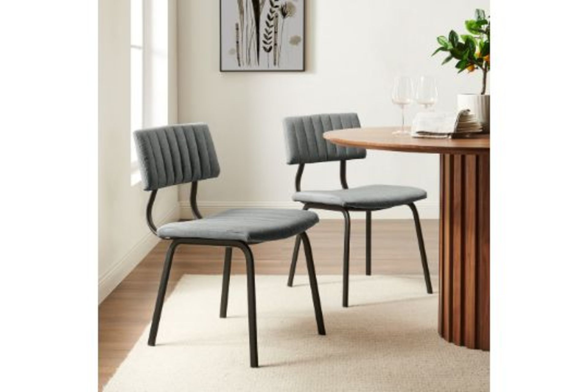Charlecote Set of 2 Fluted Dining Chairs (Light Grey Linen) - RRP £199.99. R14.3. Our Charlecote