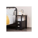 Set Of 2 End Table Wooden With 2 Drawer & Shelf Bedside Table-Espresso . -R14.6.