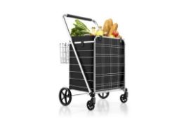 FOLDING SHOPPING CART WITH WATERPROOF LINER-BLACK. - R14.2. Carrying heavy goods will no longer be a